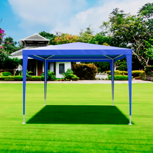 Gazebo 3x3 M Struttura Acciaio Copertura PE 110 gr/m² Impermeabile Idrorepellente Resistente Raggi UV Tenda Picnic Campeggio Esterno Giardino Blu