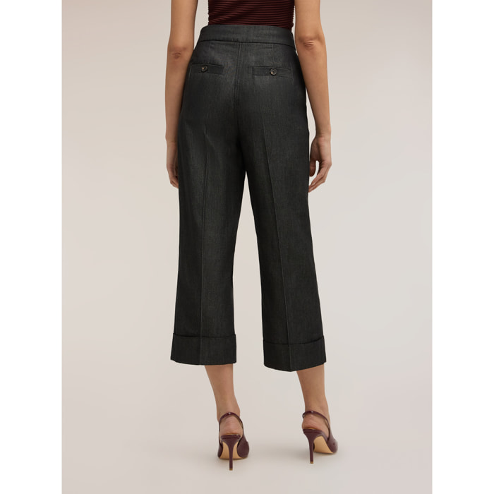 Motivi - Pantaloni cropped misto ramiè - Grigio