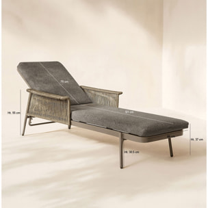 Lot de 2 chaises longues en aluminium et tissu moka MADRAGUE