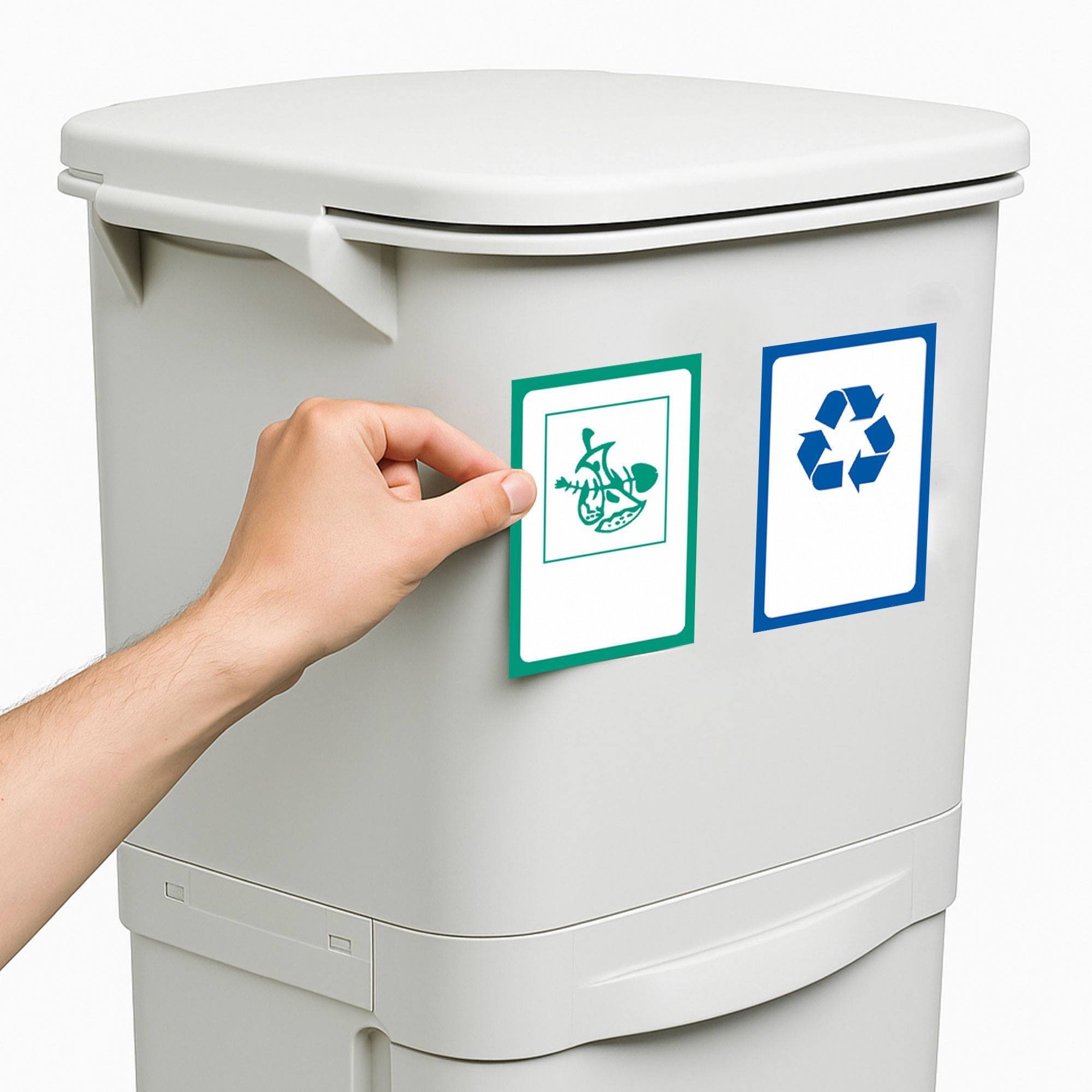 Papelera de reciclaje con 2 compartimentos de 24L + 14L, con pedal y ruedas, gris