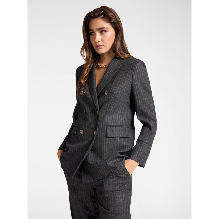 Elena Mirò - Blazer de franela de raya diplomática - Gris