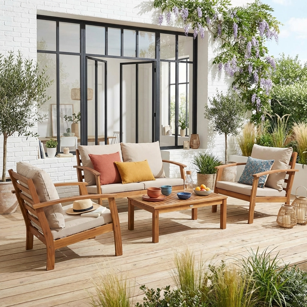 Salon de jardin bois d'acacia 4 places USHUAIA
