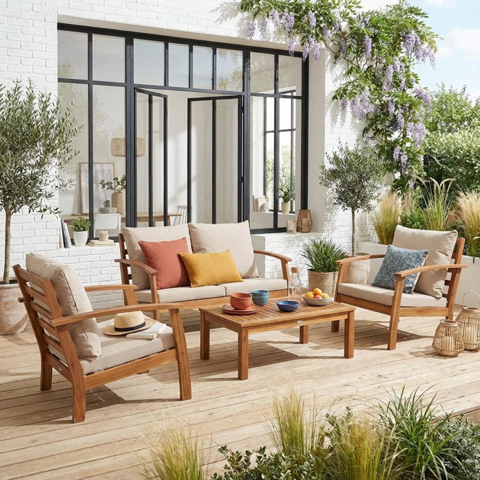 Salon de jardin bois d'acacia 4 places USHUAIA