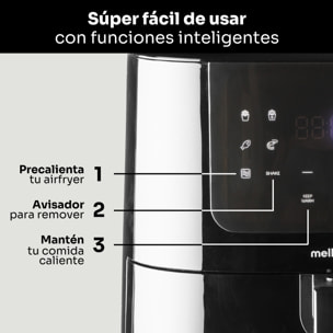 Mellerware - Freidora sin Aceite Crunchy Plus 5.5L | 1500W, 11 Menús, Temporizador y Pantalla Digital | Air Fryer 80-200º