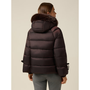 Oltre - Piumino con cappuccio e bordo peloso - Marrone