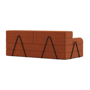 Astral - Canapé 3 places convertible en velours texturé - Terracotta