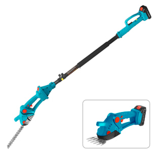 tagliasiepi elettrico con 1350 rpm, 15000mAh e manico allungato di 1,5 m.
