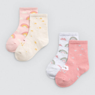 Confezione da 4 calzini per neonato stampati Rainbowland