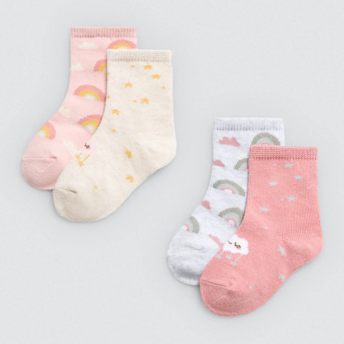 Confezione da 4 calzini per neonato stampati Rainbowland