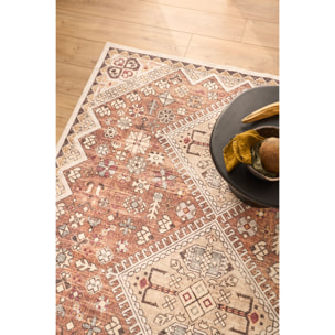 OTTOMAN - Tapis à poils courts doux à motif berbère beige