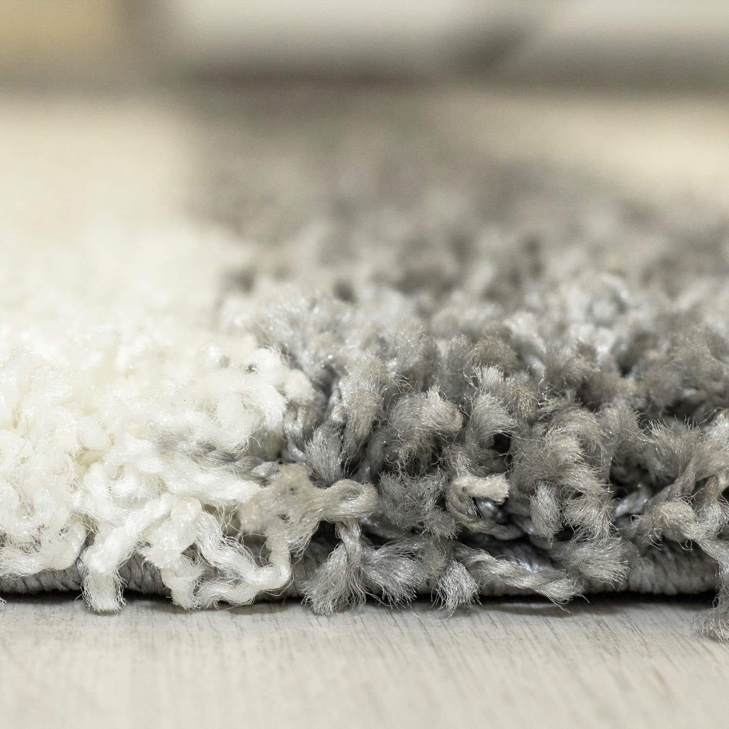 GALA - Tapis shaggy rond à poils longs motif géométrique gris clair