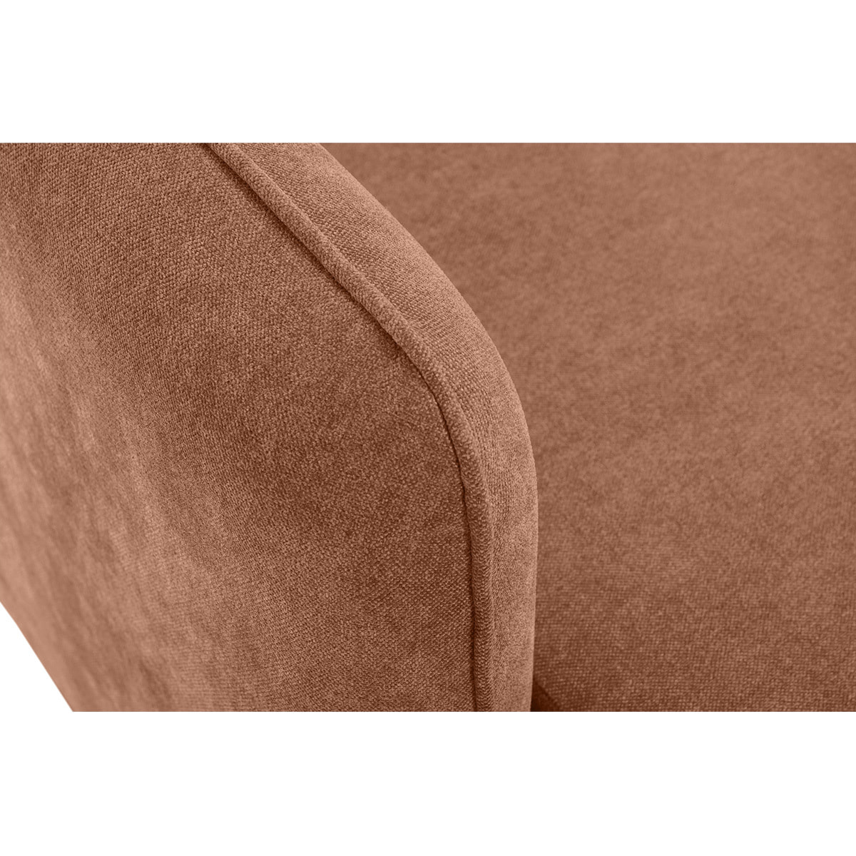 Canapé d'angle convertible et réversible 3-4 places en tissu effet velours terre brûlée et bois clair ROMANE