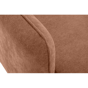 Canapé d'angle convertible et réversible 3-4 places en tissu effet velours terre brûlée et bois clair ROMANE