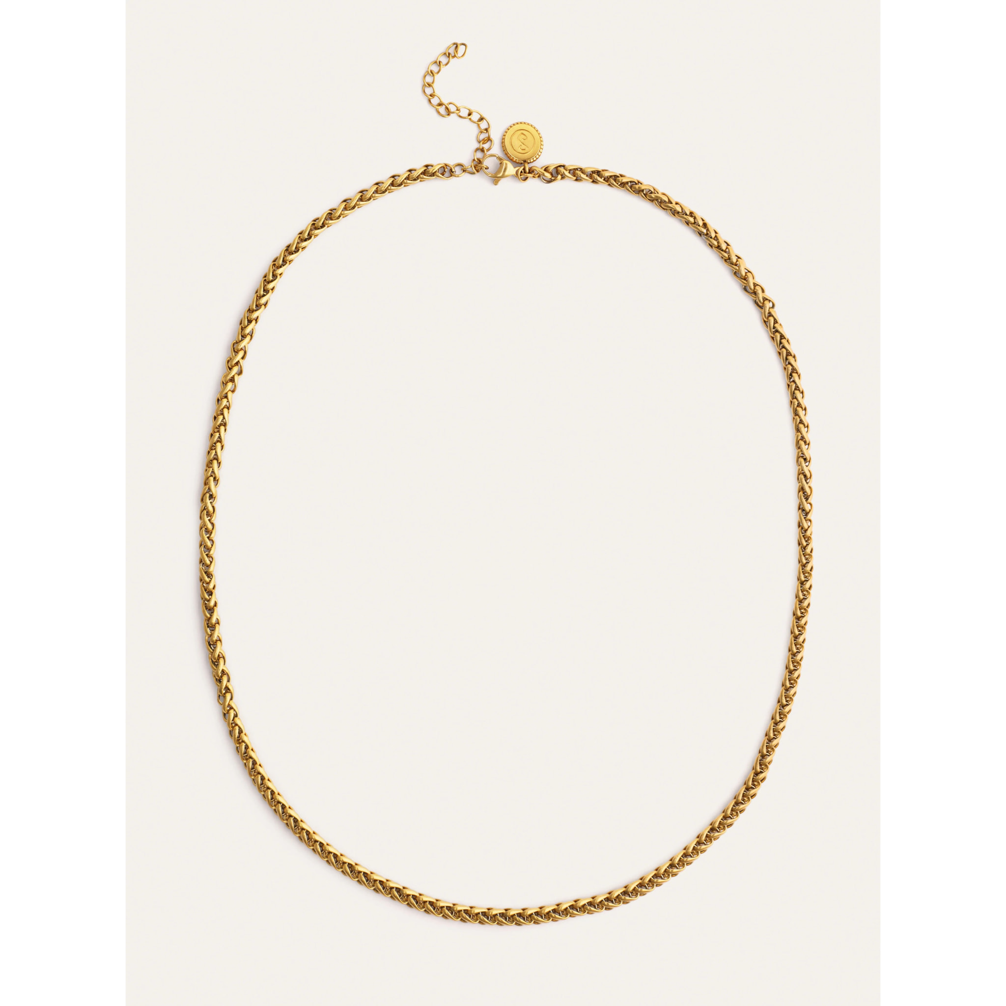 Collar Fine Disco Acero Baño Oro