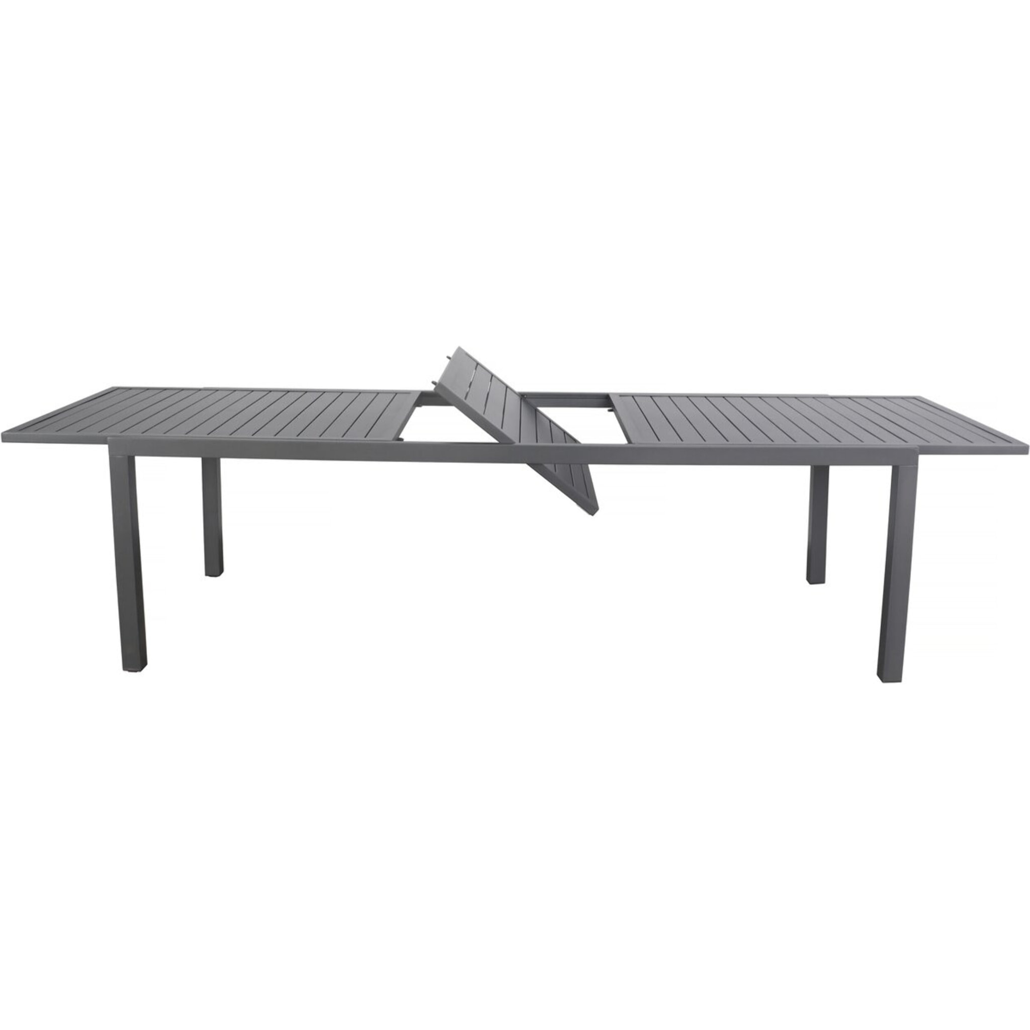 Table de jardin extensible en métal "Salou" - 240/300 x 100 x 75 cm - Gris