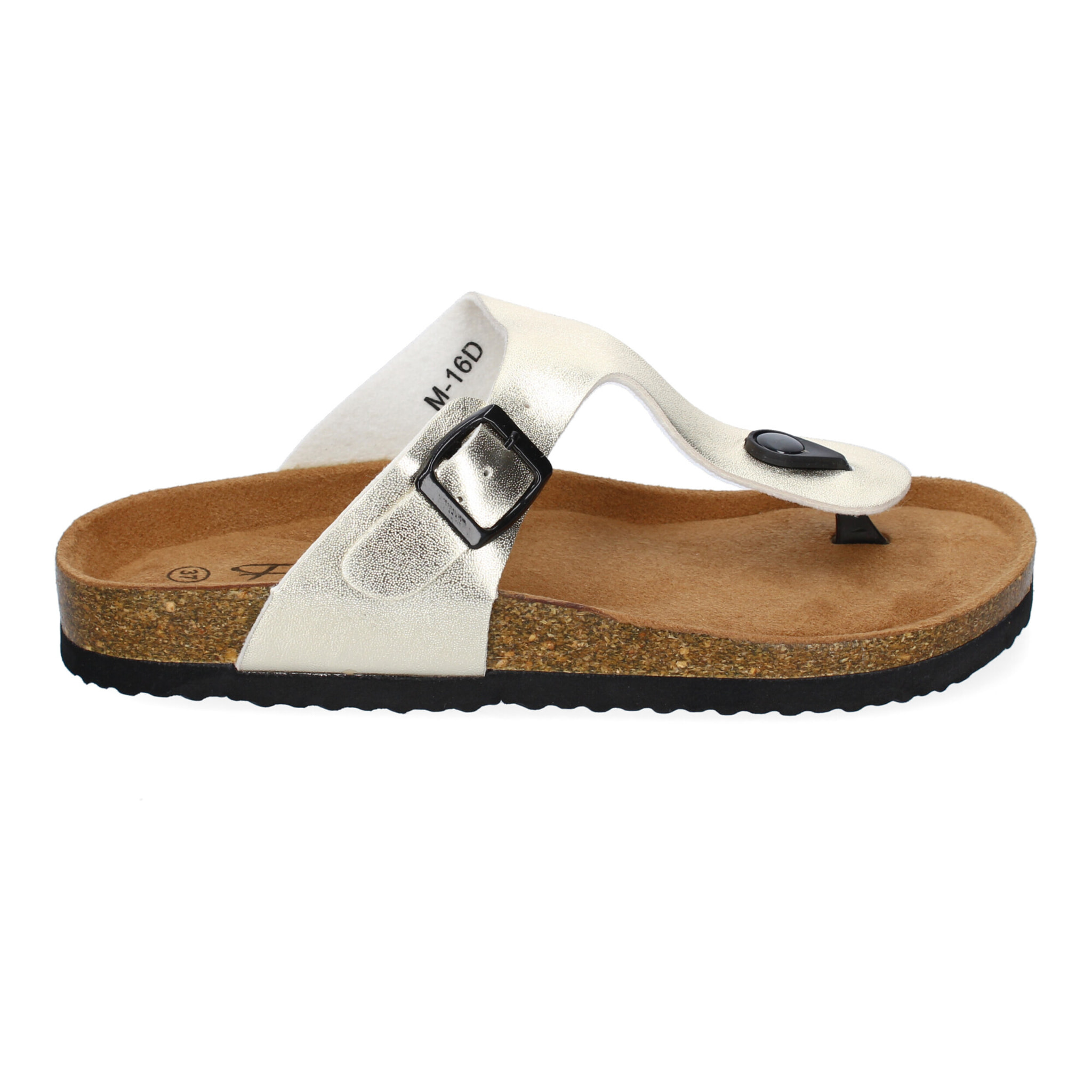 Sandalia tipo esclava, con piso de bio y planta anatómica y hebilla