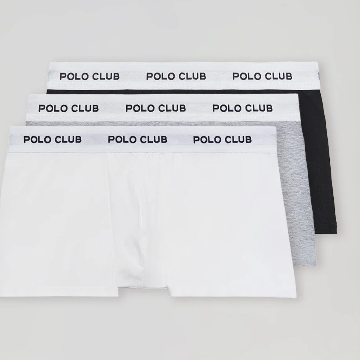 Pack de tres boxers negro,gris y blanco con logotipo Polo Club
