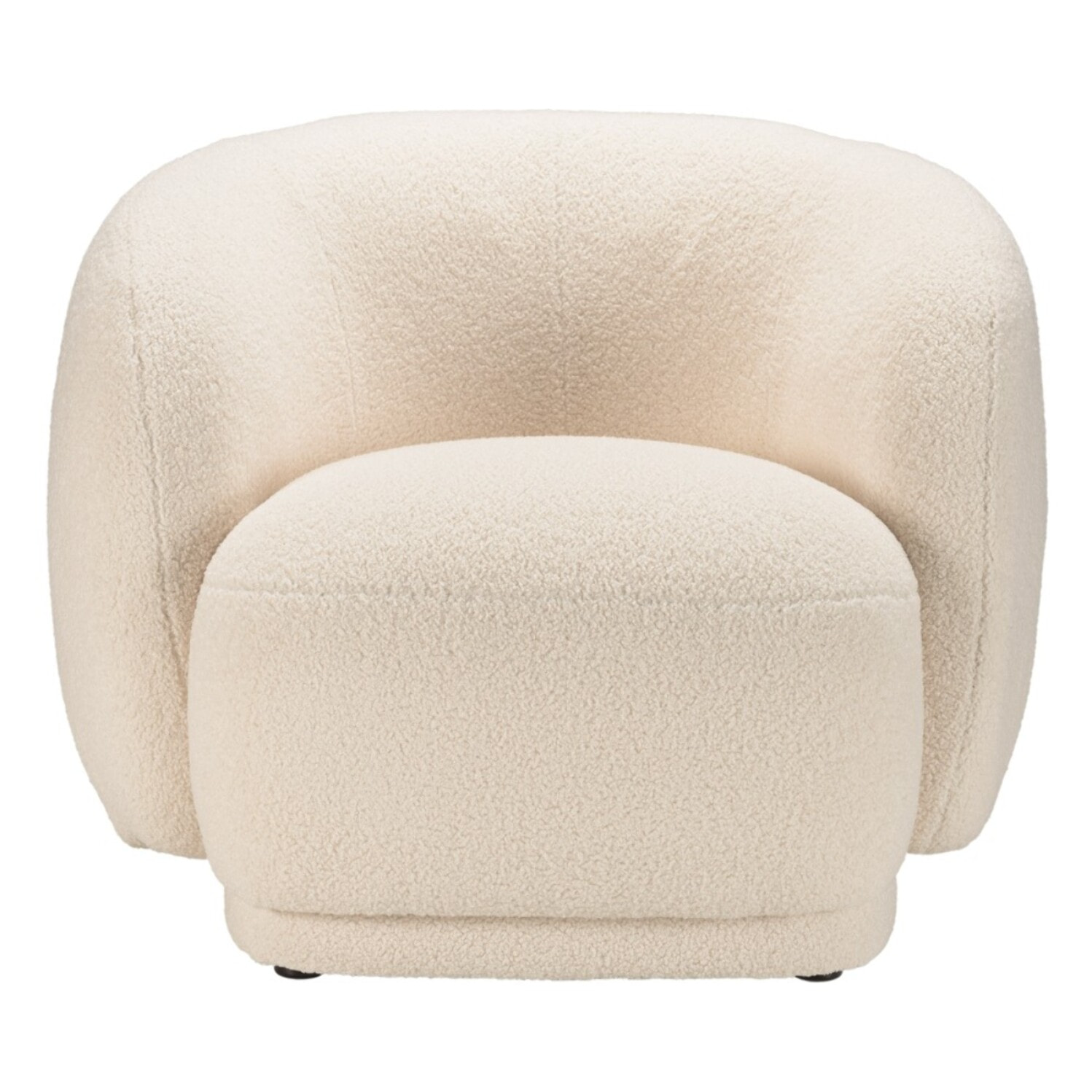 LEOPOLD - Fauteuil arrondi en tissu bouclette écru