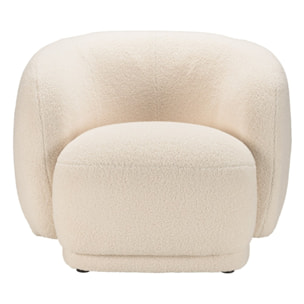 LEOPOLD - Fauteuil arrondi en tissu bouclette écru
