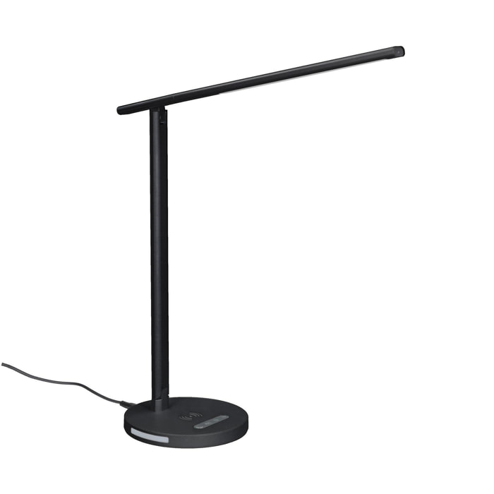 BLUCO KODA Flexo Led Regulable con Control Táctil. Lámpara de Escritorio con Cargador Inalámbrico para Móviles Negro 15W