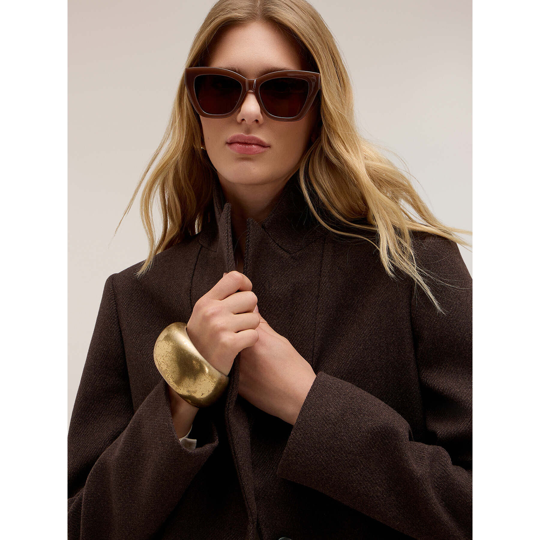 Motivi - Cappotto lungo monopetto - Marrone