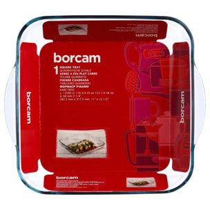 Plat carré 29x29cm transparent en verre