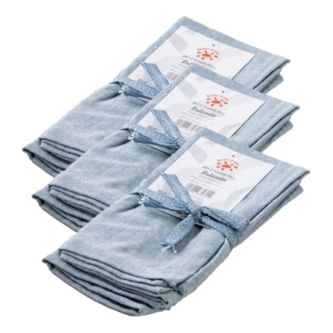 Intrecci – Set 6 tovaglioli in puro cotone 40x40 cm