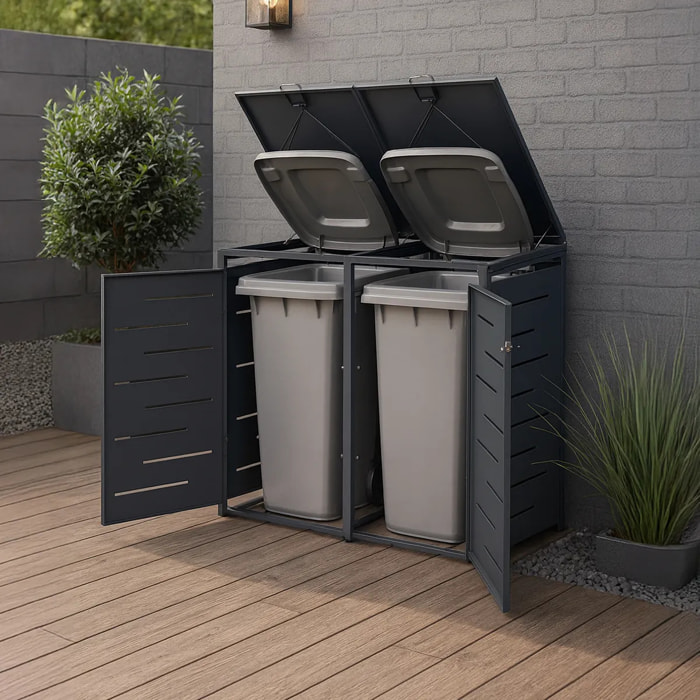 Abri cache poubelle double - 2 x 240L - anthracite