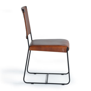 Silla de Piel 46 Cm Estilo Vintage Industrial