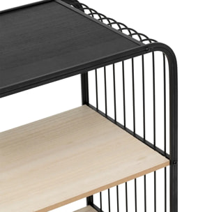 Étagère 3 niveaux en métal et bois beige