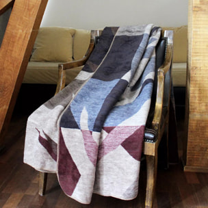 Plaid coton mélangé 470 g/m² motif jacquard multicolore Marius lie de vin