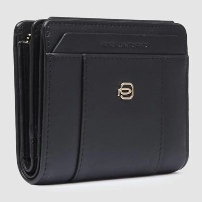 Piquadro Portafogli da in pelle con portamonete, porta carte di credito e protezione RFID