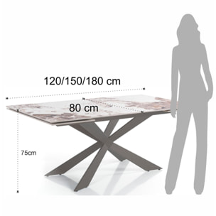 Tomasucci Table extensible MELVIN EVO 120 ONICE MARBLE - PLATINE