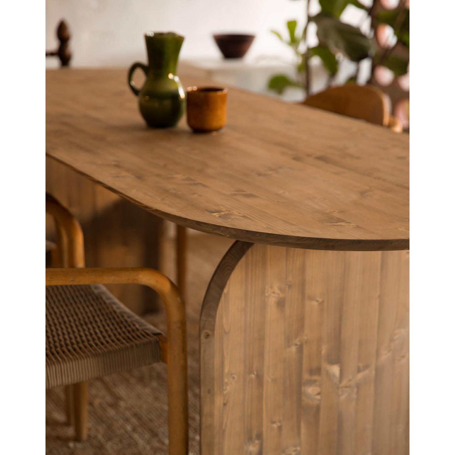 Decowood - Table de salle à manger ovale en bois massif ton chêne foncé de différentes  tailles