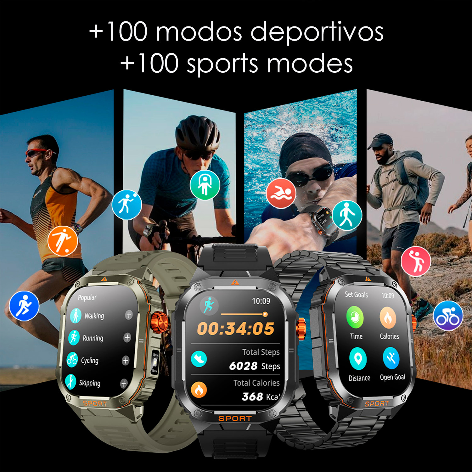 Smartwatch D16 con corona multifunzione intelligente, oltre 100 modalità sportive, monitoraggio della salute e torcia.