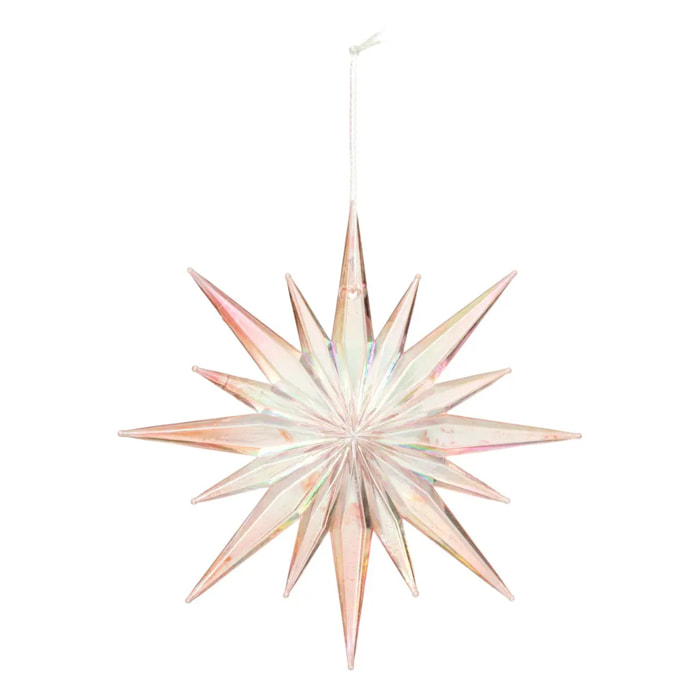 Décoration de sapin étoile rose 12cm