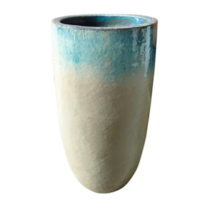 Vaso in ceramica smaltata con finitura bianca e celeste 46x78 cm - Real