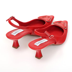 Dècolletè slingback con tacco basso a rocchetto e dettaglio sulla punta