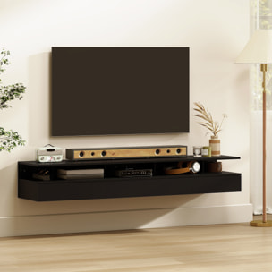 Juego de 2 Mesitas de Noche Flotantes con Cajón, Mesillas de Noche Dormitorio, Montado en la Pared, Estilo Moderno, para Sala de Estar, 35x32x22,5 cm, Negro