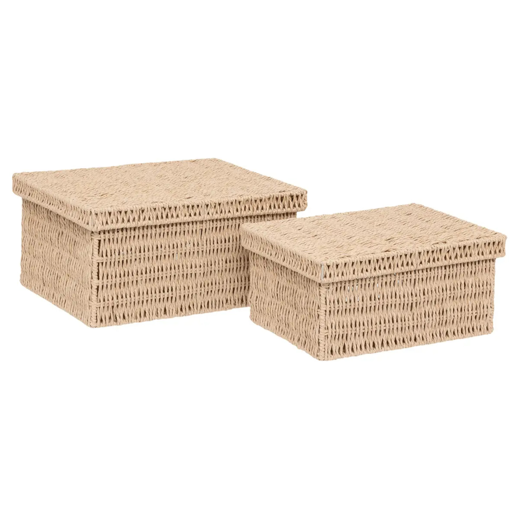 Lot de 2 boîtes range-documents "Kord" en papier tressé