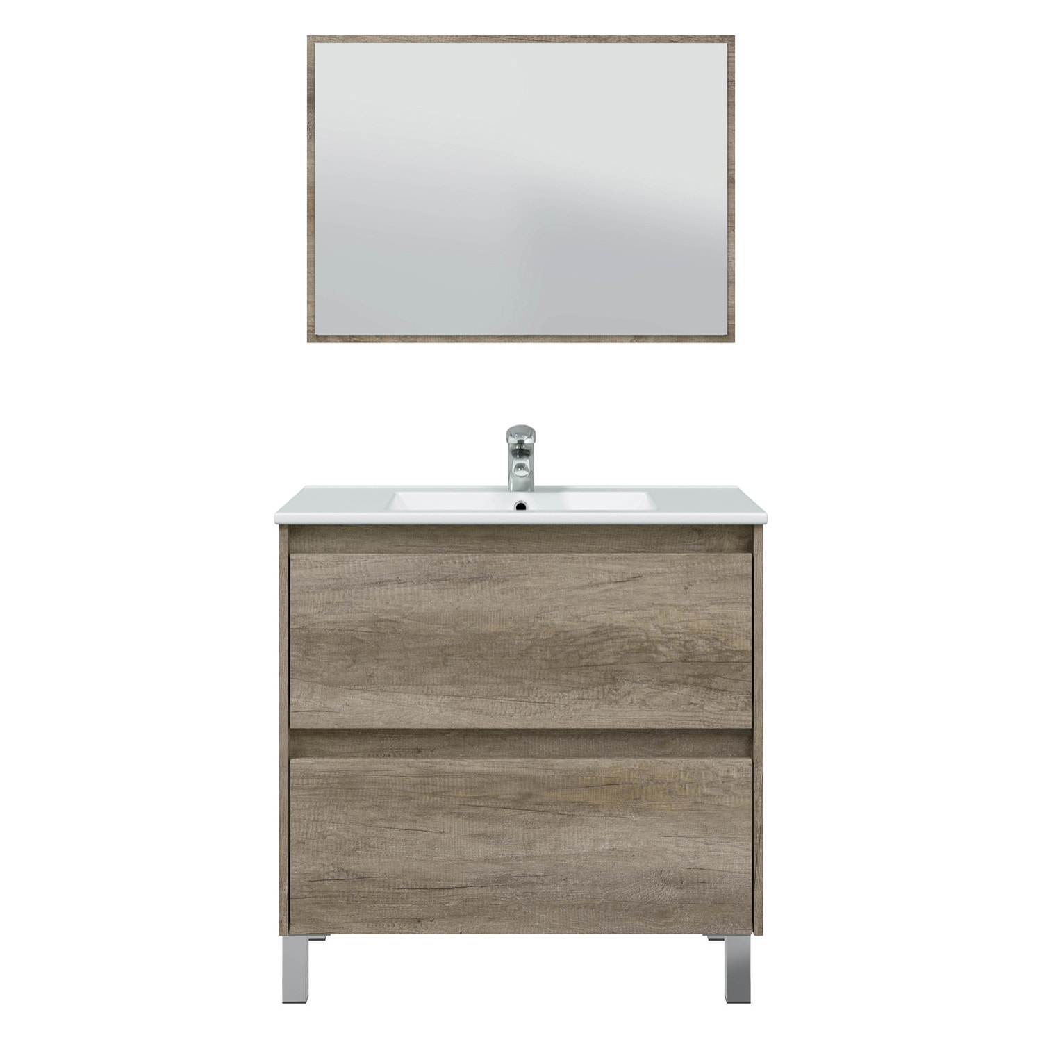 Mueble baño devin 2c 80cm color nordik con espejo, sin lavabo