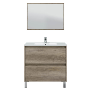 Mueble baño devin 2c 80cm color nordik con espejo, sin lavabo