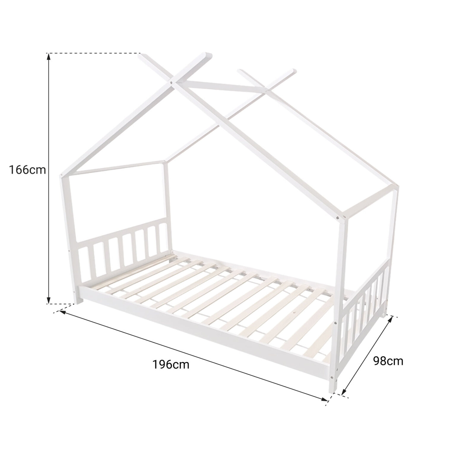 Lit cabane pour enfant 190x90cm blanc GASPARD
