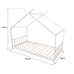 Lit cabane pour enfant 190x90cm blanc GASPARD