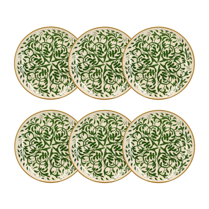 Lot de 6 assiettes plates à motif vert en grès 27cm HERACLEE