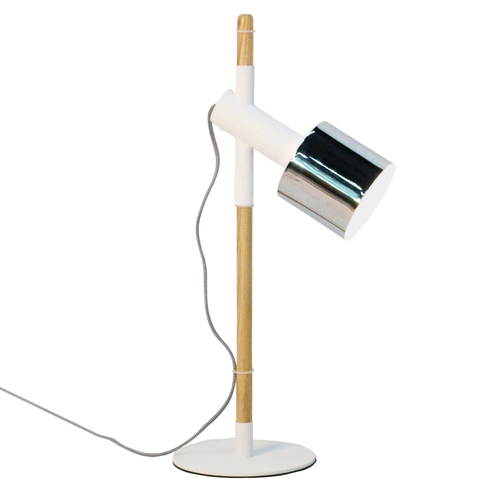 Lampe à poser Tomasucci VARM, en acier et bois, blanc