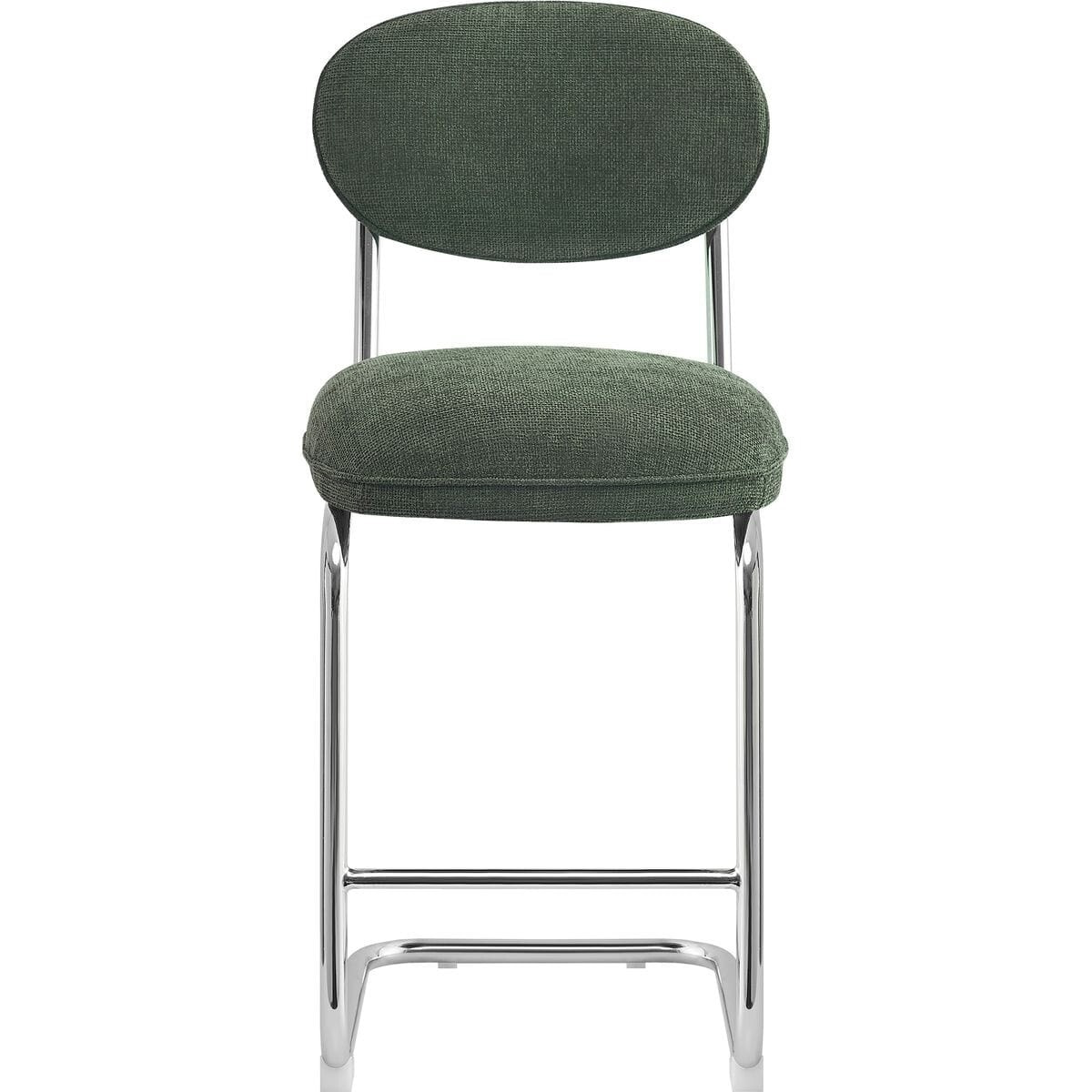 Lot de 2 tabourets de bar chromés en tissu chenille - LOU