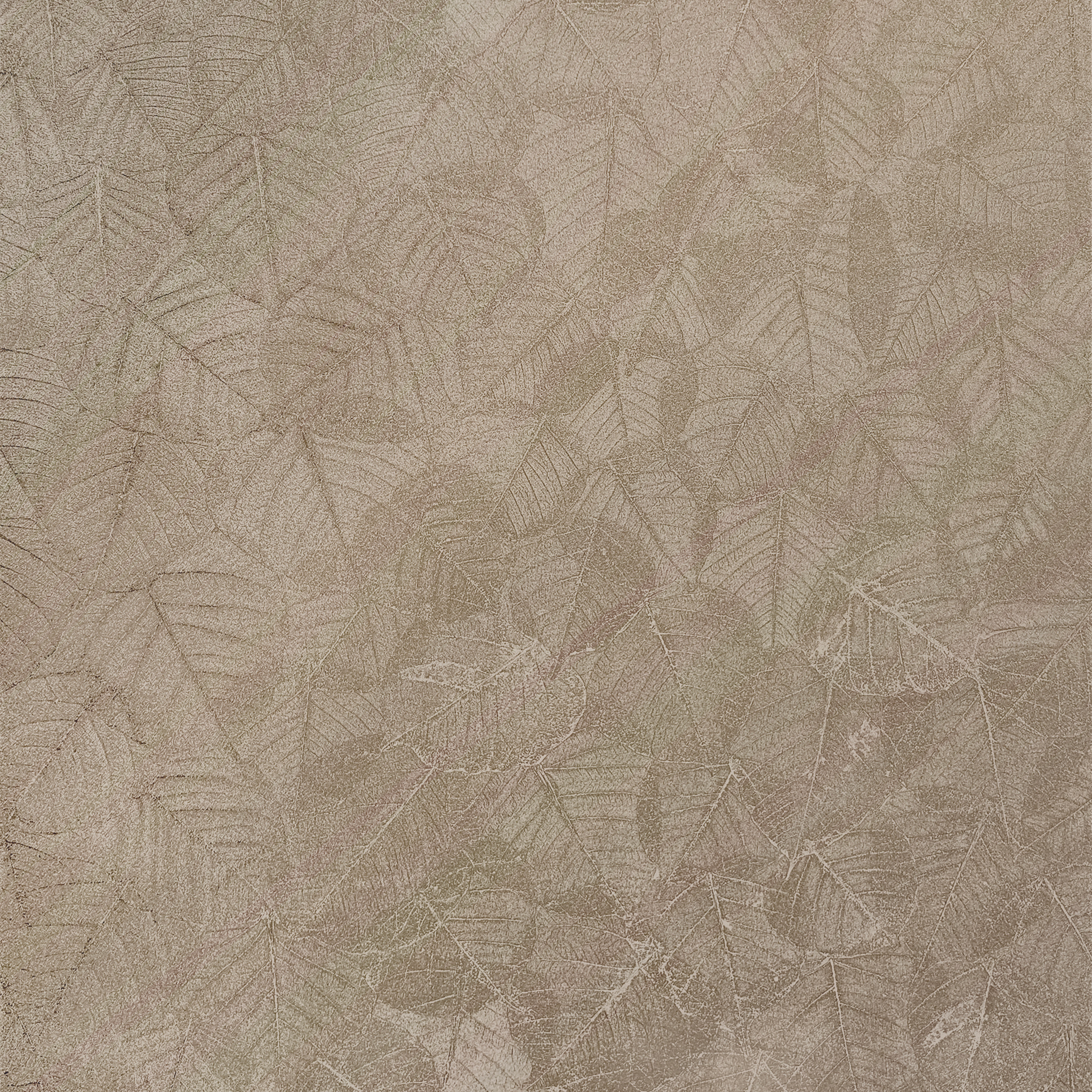 Papier peint feuillage texturé taupe chaud