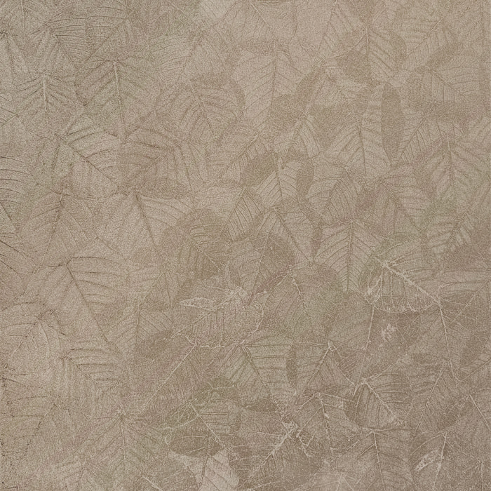Papier peint feuillage texturé taupe chaud