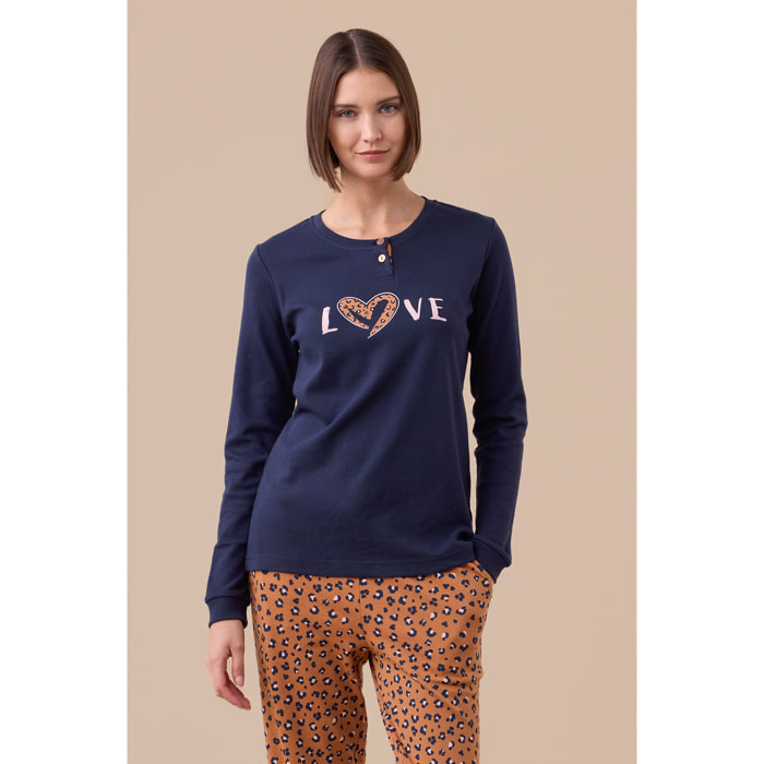 Pigiama donna invernale in caldo cotone articolo animalier. Noidinotte